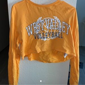 west valley volleyball cropped long sleeve top